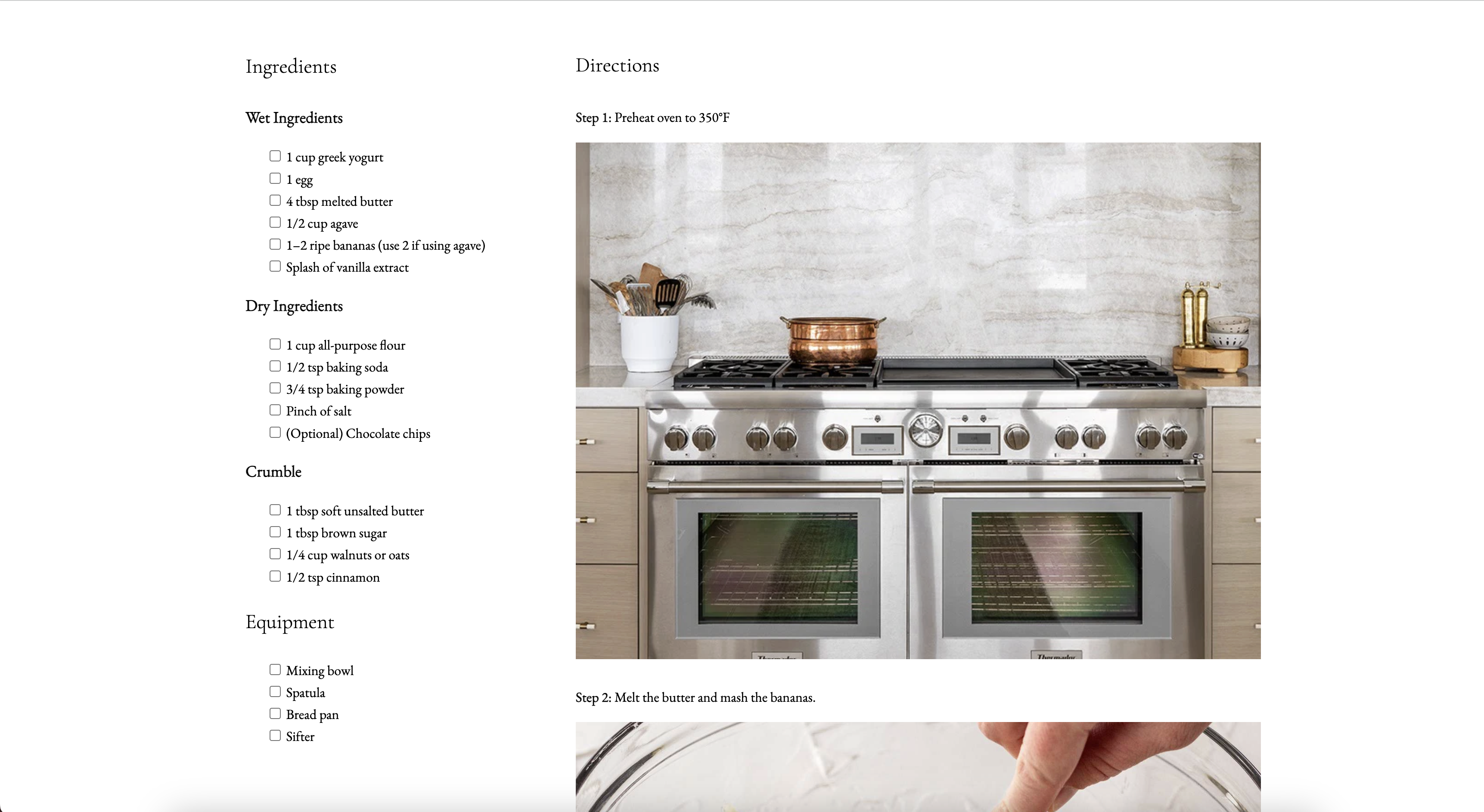 Banana Bread Recipe Page Image